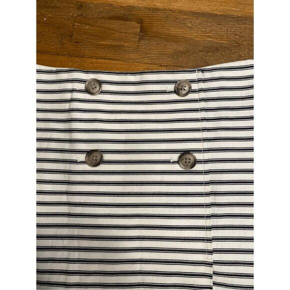 Loft size 0 white black striped mini pencil skirt zipper buttons business - Picture 3 of 6